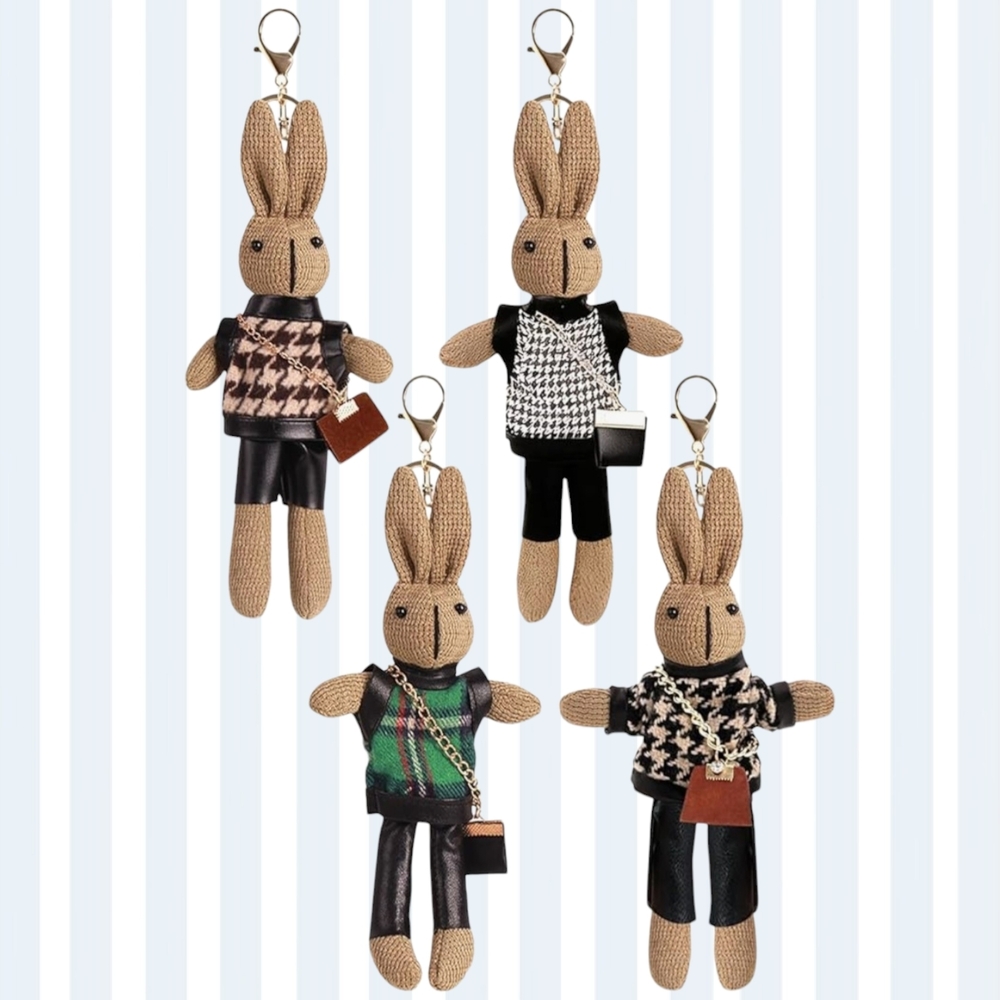 1 Stylish Plush Bunny Keychain Charm - Pick A Bunny - Bag Accessory - Fashion